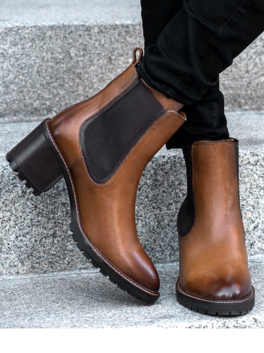 Leather Brown Chelsea Knockout Boots - Women